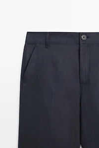 Pantalon kick flare cropped en lin