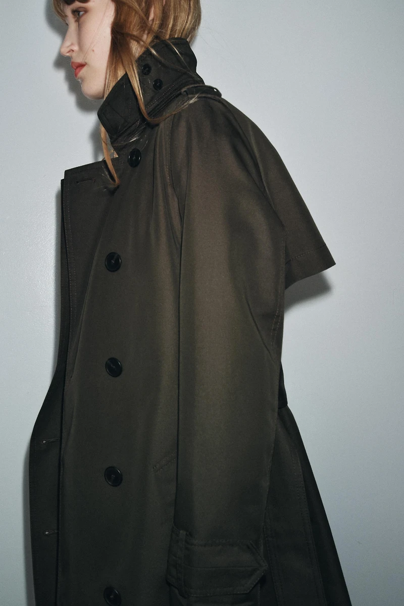 WATER REPELLENT DOUBLE-BREASTED TRENCH COAT ZW COLLECTION