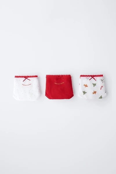 1-6 ANS/ LOT DE TROIS CULOTTES ARBRE ET BISCUIT