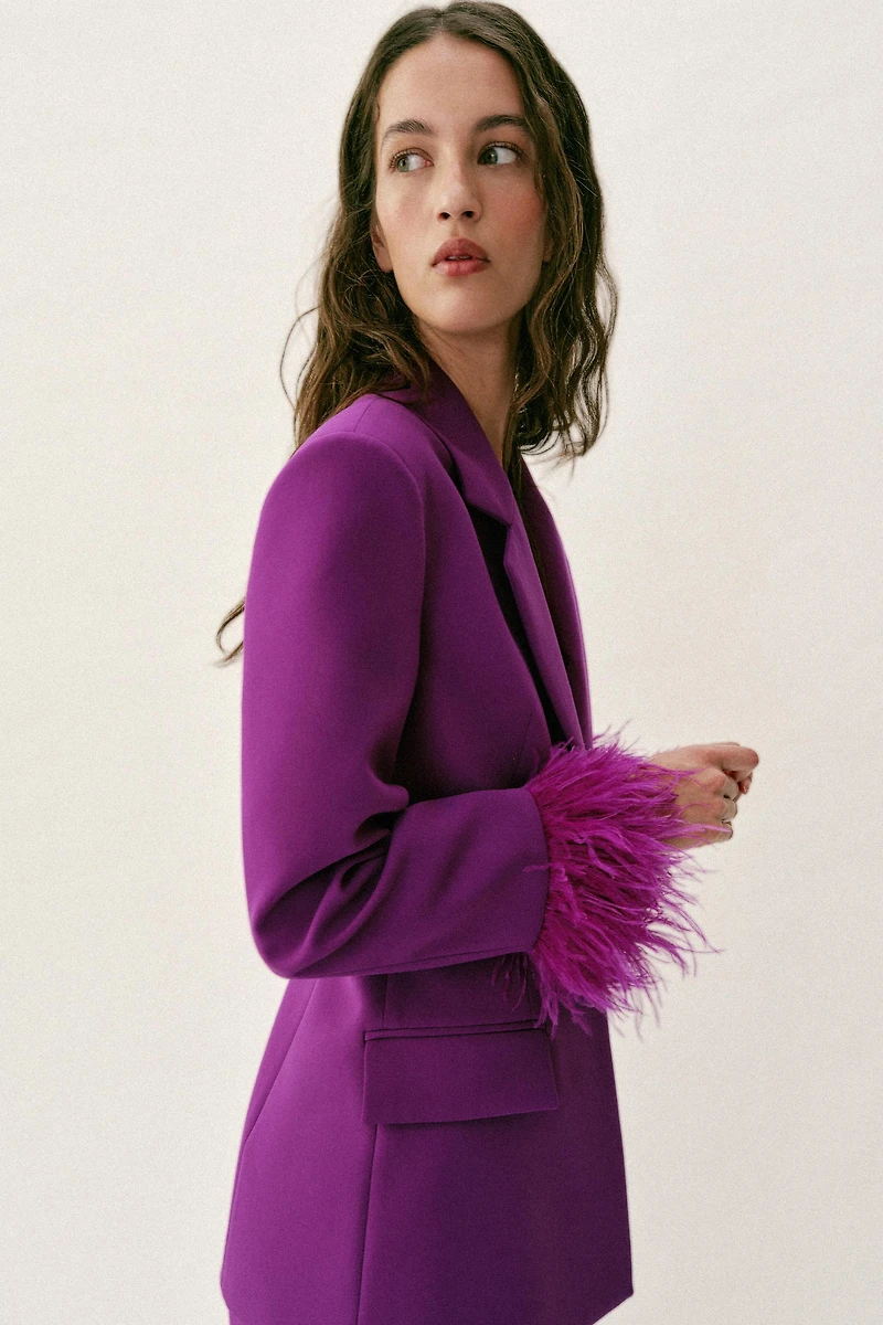 FEATHER CUFF SHOULDER PAD BLAZER