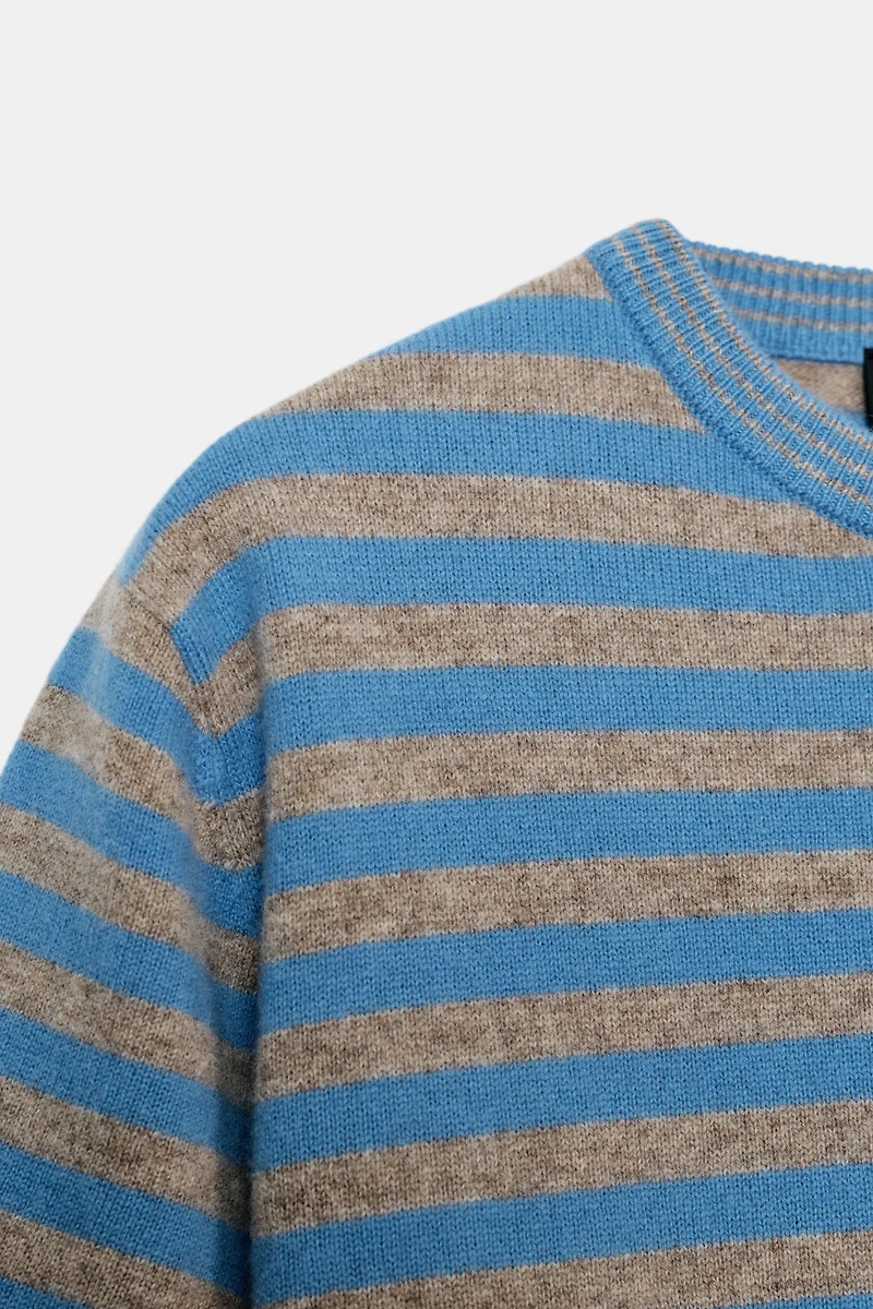 PULL 100% LAINE MANCHES COURTES RAYURES