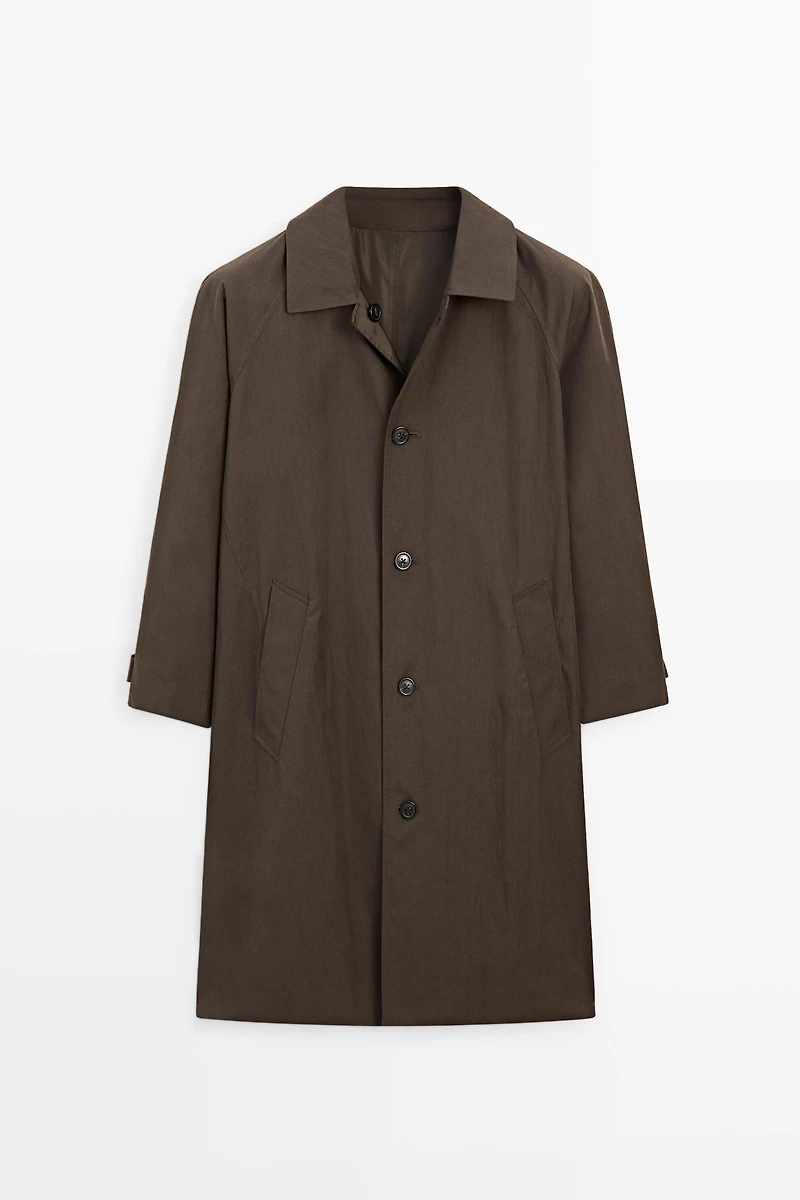 Long reversible trench coat