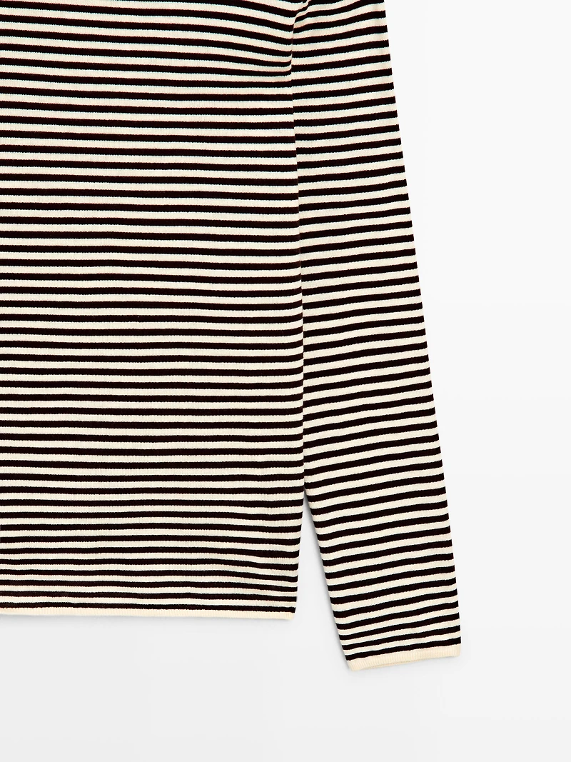 Striped long sleeve knit sweater