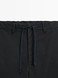 Cotton blend semi-jogger Bermuda shorts