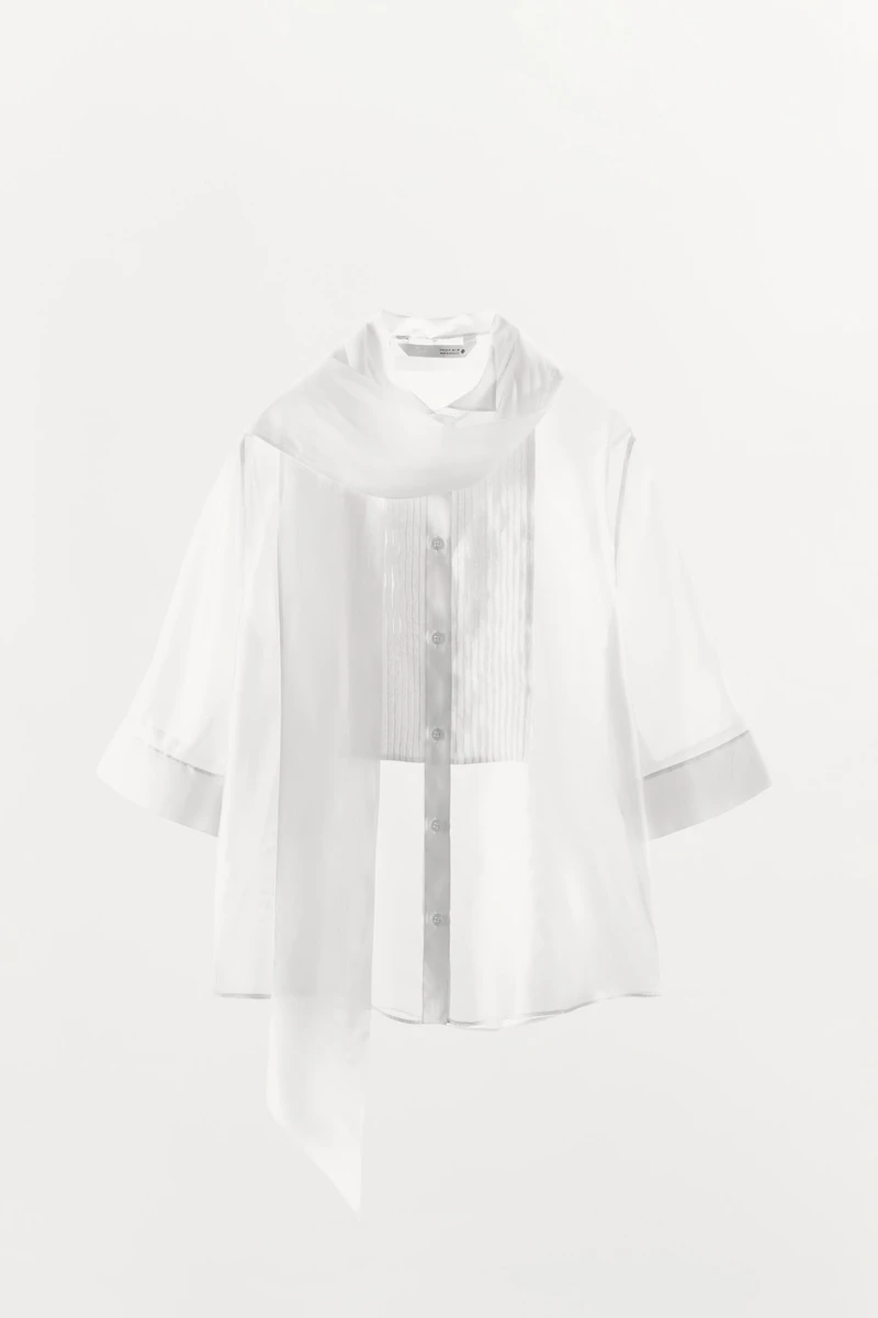CHEMISE À NŒUD MANCHES COURTES ZW COLLECTION