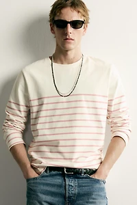 RELAXED FIT JACQUARD STRIPE T-SHIRT
