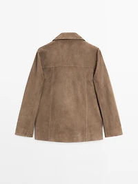 Blazer fluide en cuir finition daim