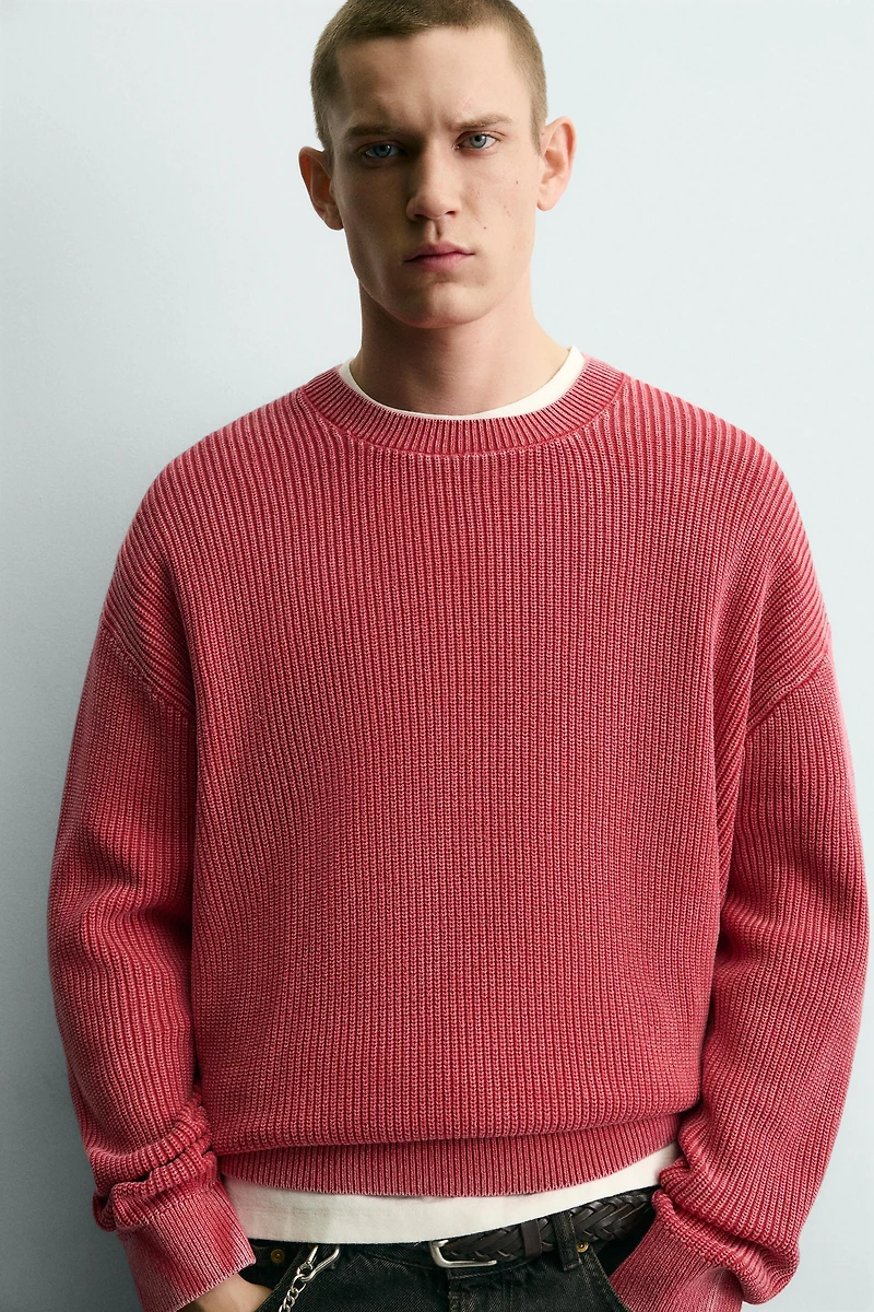 WASHED RIBBED TEXTURED JUMPER