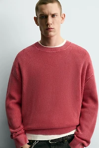 WASHED RIBBED TEXTURED JUMPER