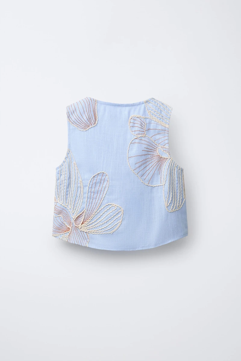 EMBROIDERED TIE TOP