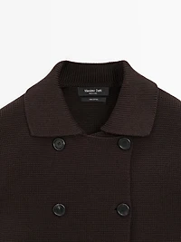 100% cotton double-breasted knit cardigan