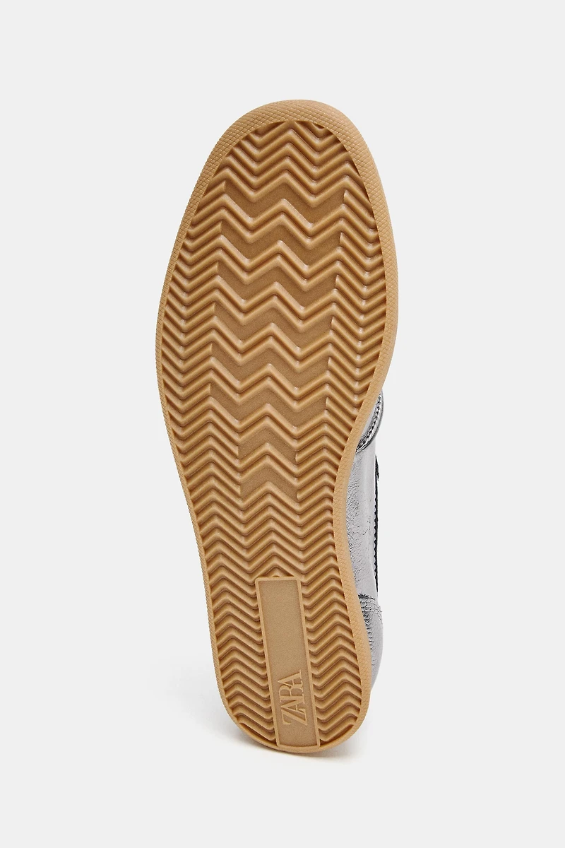 BASKETS EN CUIR EFFET MÉTALLISÉ