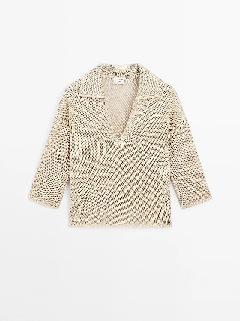 Polo sweater with open collar - STUDIO