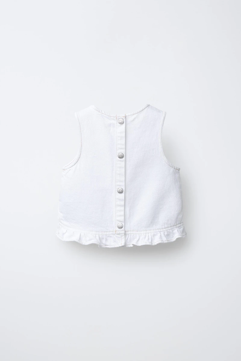 RUFFLED DENIM TOP