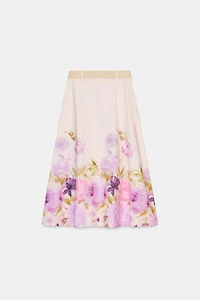 JUPE MI-LONGUE CEINTURE IMPRIMÉ FLORAL