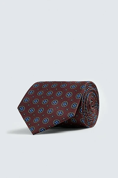 100% SILK GEOMETRIC JACQUARD TIE