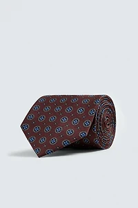 100% SILK GEOMETRIC JACQUARD TIE
