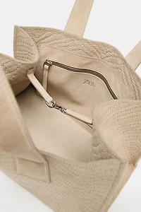 SAC SHOPPER EN CUIR DAIM TRESSÉ