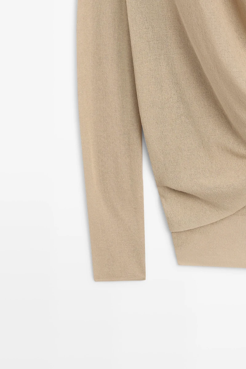 Draped wrap-effect knit cardigan