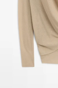 Draped wrap-effect knit cardigan