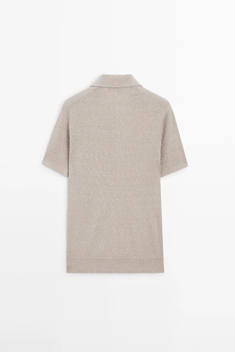 Cotton blend knit polo shirt