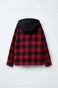 PLAID HOODED OVERSHIRT