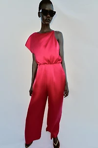 SATIN EFFECT ASYMMETRICAL JUMPSUIT