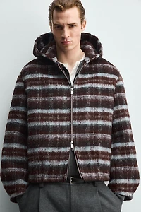 PLAID BOXY FIT JACKET WITH HOODIE