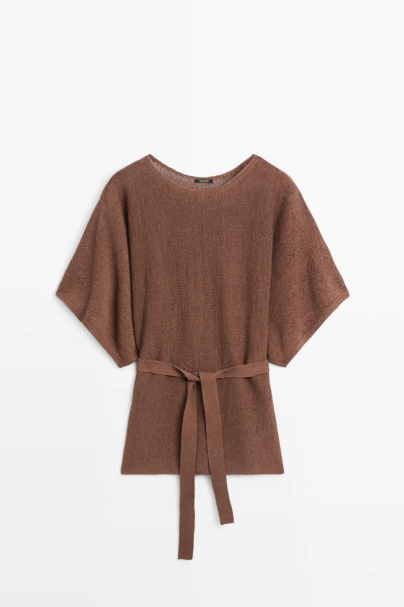 Pull en maille de coton avec ceinture