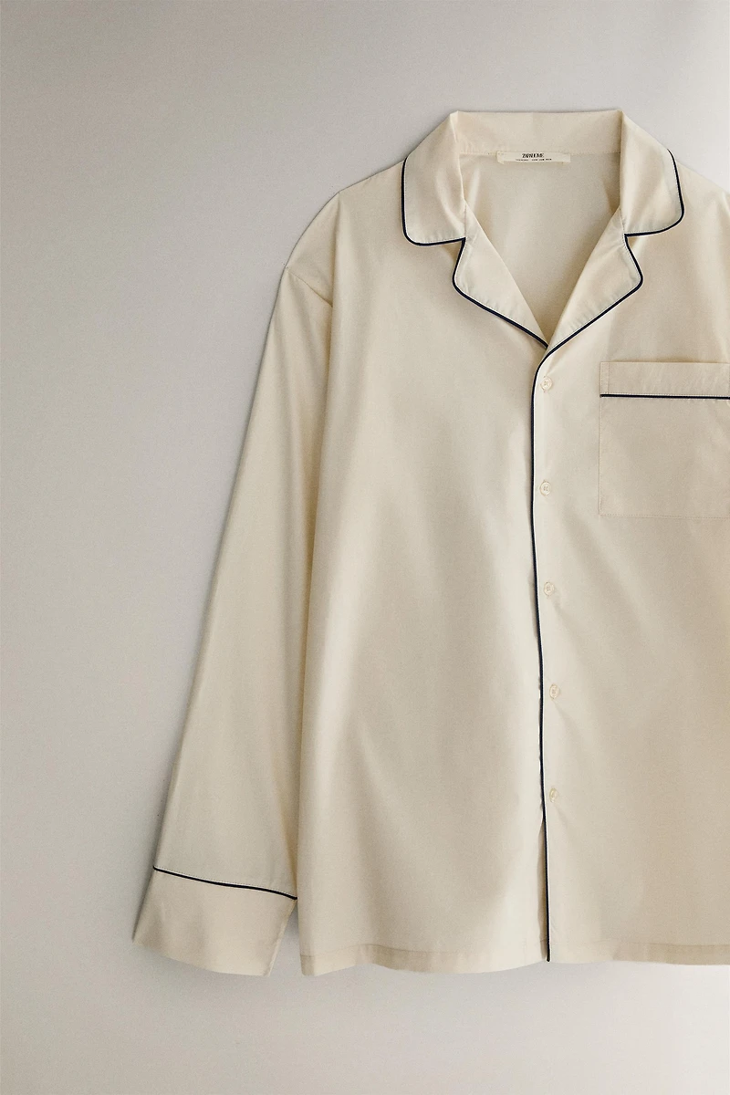 SHIRT WITH BLACK PIPING