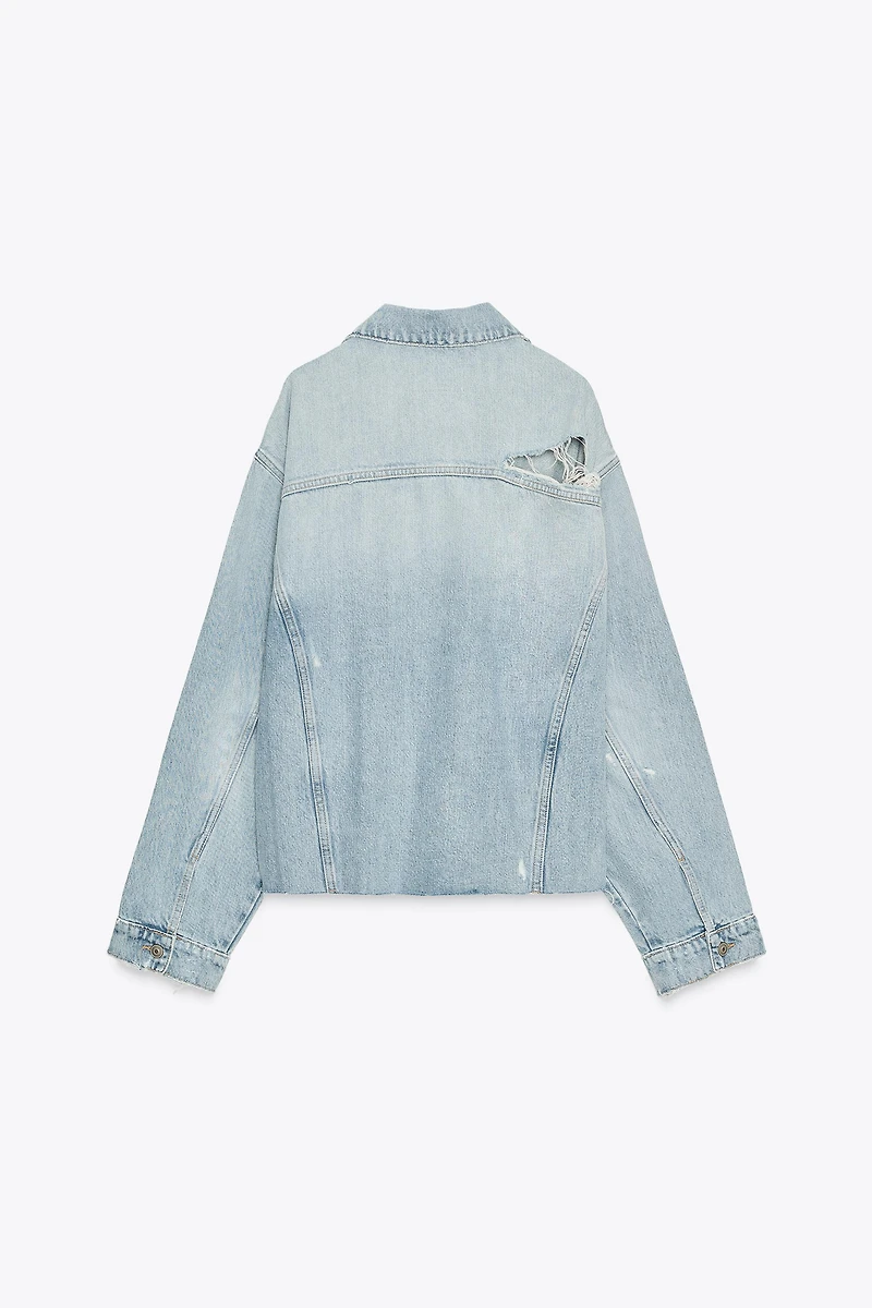 SURCHEMISE EN JEAN TRF DÉCHIRÉE