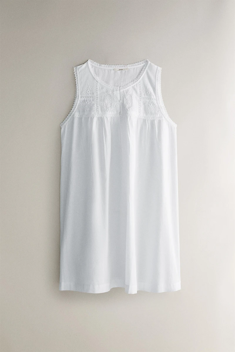 CHEMISE DE NUIT COTON BRODERIES