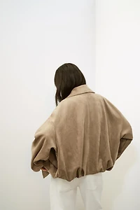 FAUX SUEDE WRAP JACKET