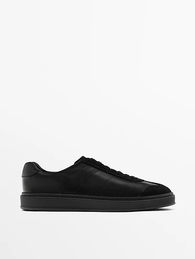 Contrast leather trainers