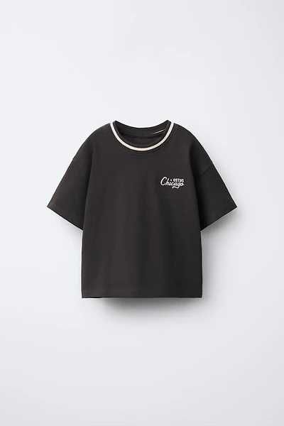 EMBROIDERED TEXT T-SHIRT