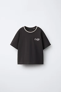EMBROIDERED TEXT T-SHIRT