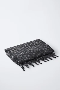 ANIMAL PRINT FRINGED SCARF