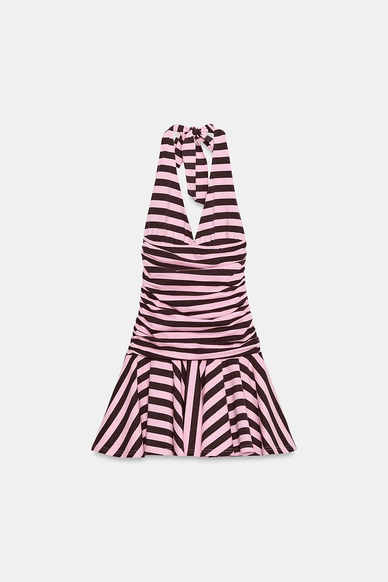ROBE HALTER À RAYURES
