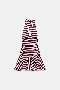 ROBE HALTER À RAYURES