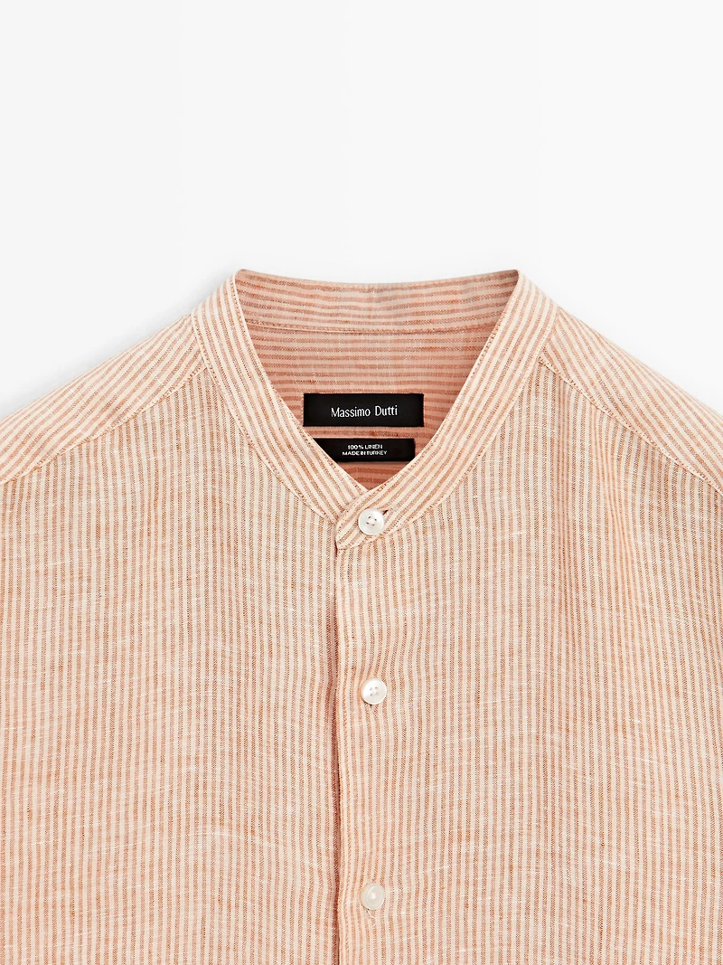 Chemise à rayures regular fit 100 % lin