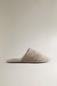 LINEN MULE SLIPPERS