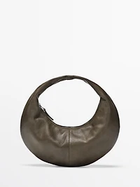 Sac demi-lune moyen en cuir nappa