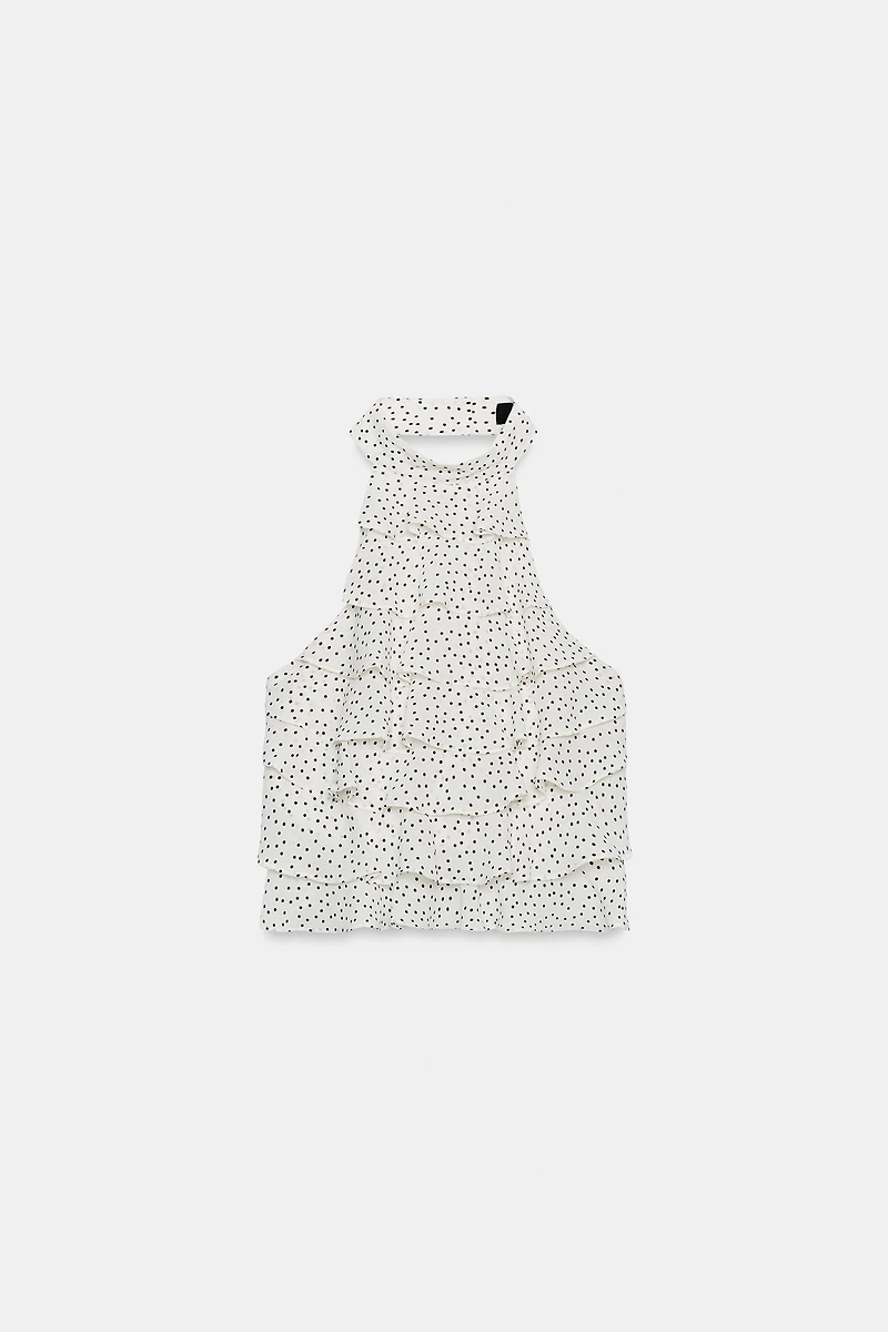 POLKA DOT GEORGETTE HALTER TOP