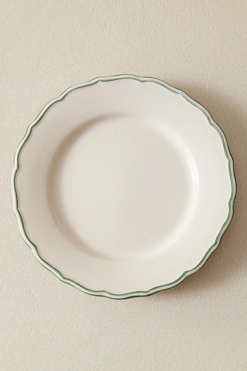 EARTHENWARE DINNER PLATE WITH CONTRASTING RIM