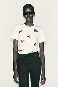 JEWELED BOW T-SHIRT
