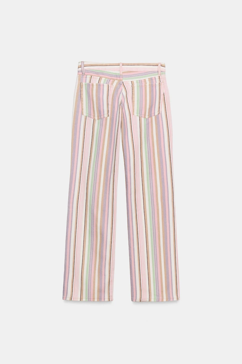 TRF LOW RISE STRIPED WIDE LEG JEANS