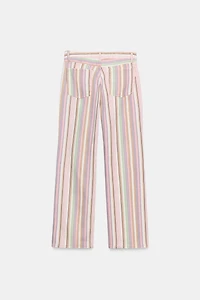 TRF LOW RISE STRIPED WIDE LEG JEANS