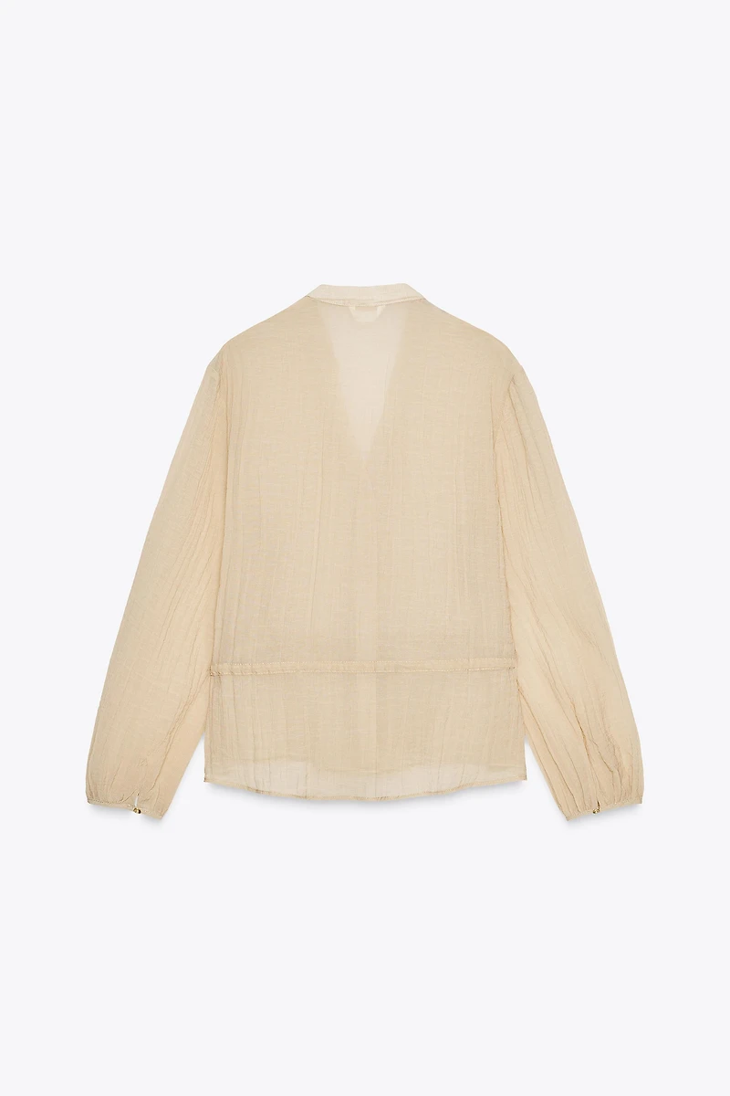 WRINKLE EFFECT SEMI-SHEER SHIRT
