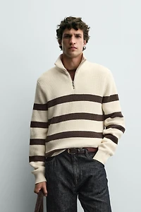 PURL KNIT ZIP-UP JUMPER