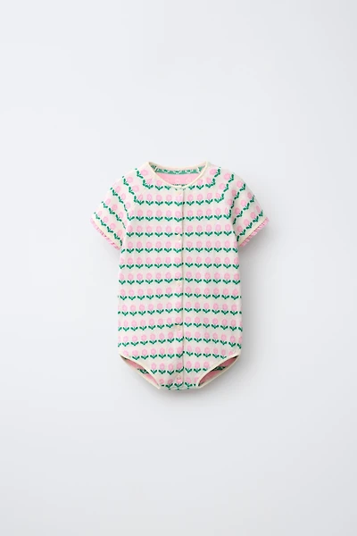 FLORAL JACQUARD KNIT ROMPER